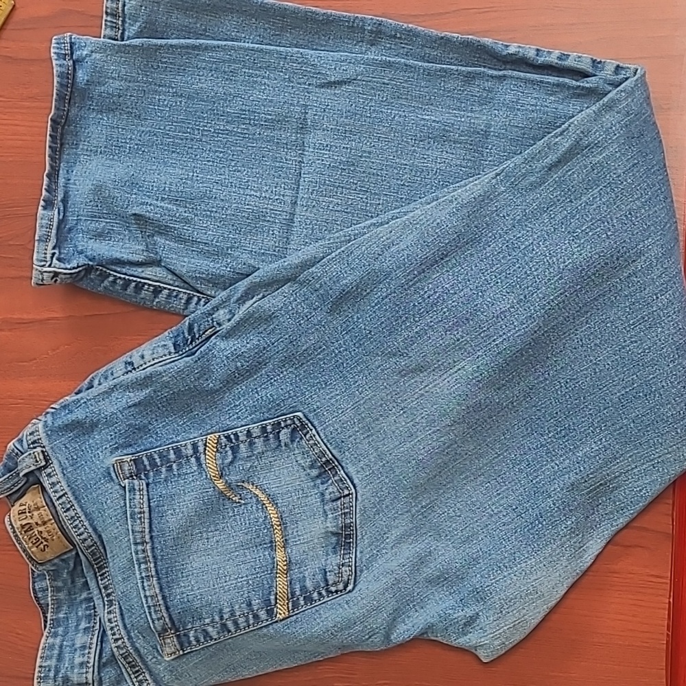 Signature by Levi Womens 14 SHORT denim blue jeans modern straight cut